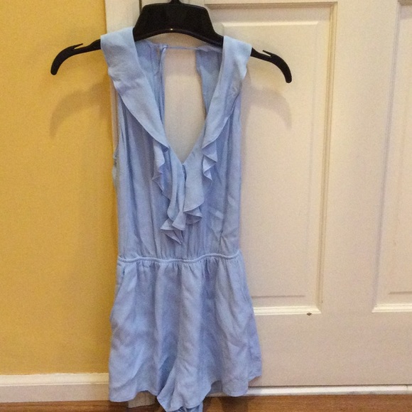 LIGHT BLUE ROMPER WITH RUFFLE - Picture 1 of 2